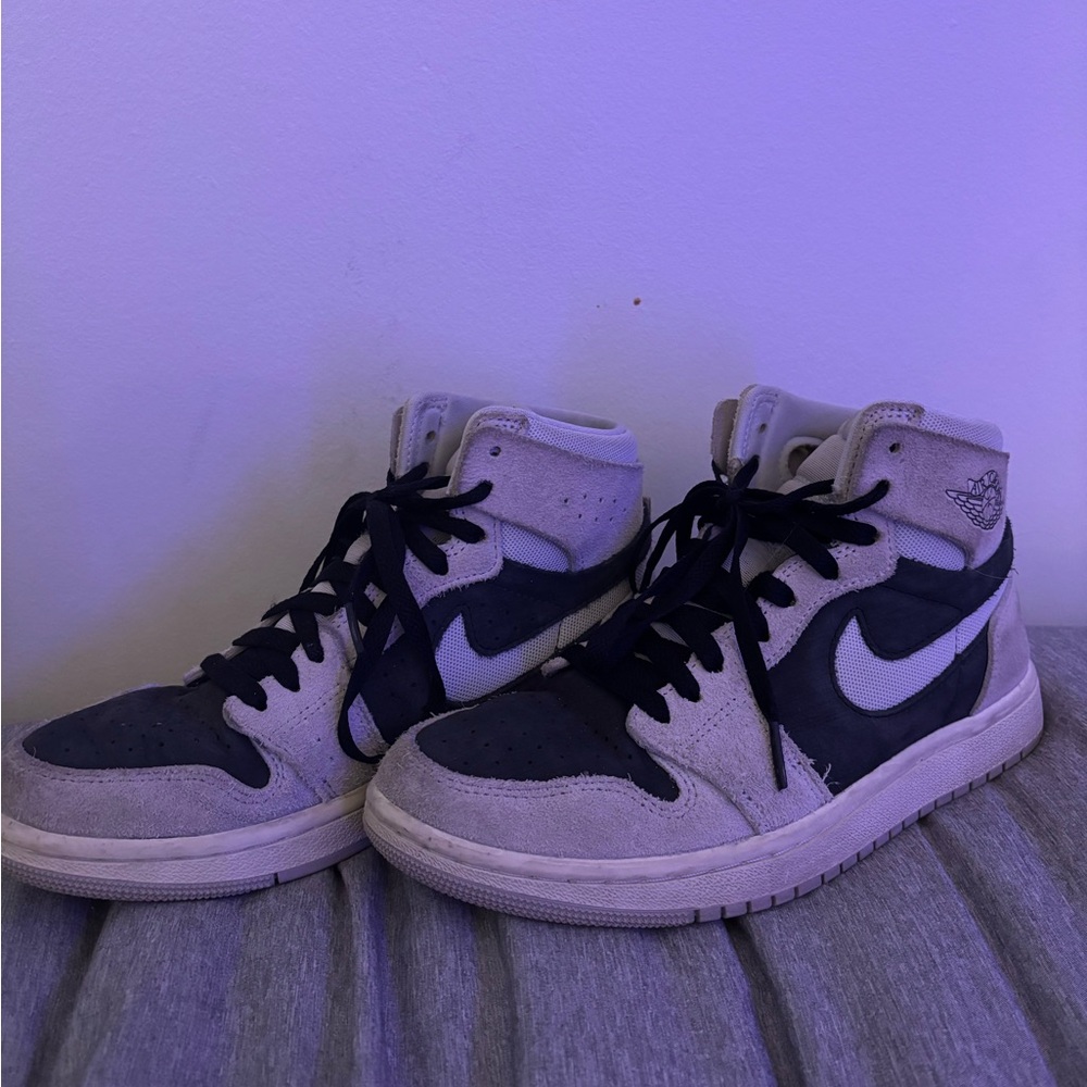 Grey and black air jordans